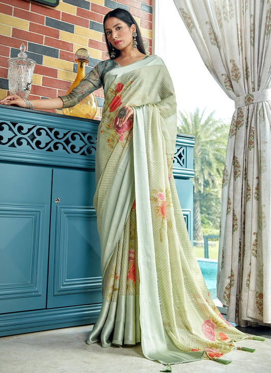 Trendy Saree Brasso Sea Green Fancy Work Saree