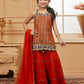 Sharara Set Brocade Rust Jacquard Work Kids