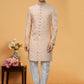 Indo Western Sherwani Brocade Pink Hand Work Mens