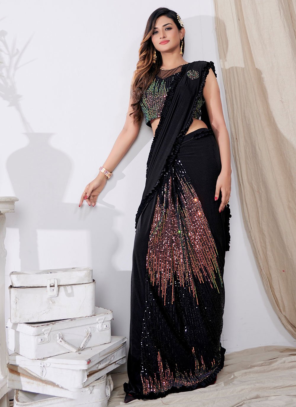 Classic Imported Black Broches Saree