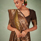 Classic Raw Silk Brown Green Weaving Saree