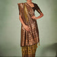 Classic Raw Silk Brown Green Weaving Saree