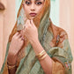 Trendy Saree Jacquard Silk Brown Green Print Saree