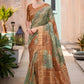 Trendy Saree Jacquard Silk Brown Green Print Saree