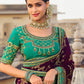 Contemporary Fancy Fabric Brown Green Embroidered Saree