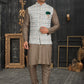 Kurta Payjama With Jacket Cotton Brown Off White Chicken Mens