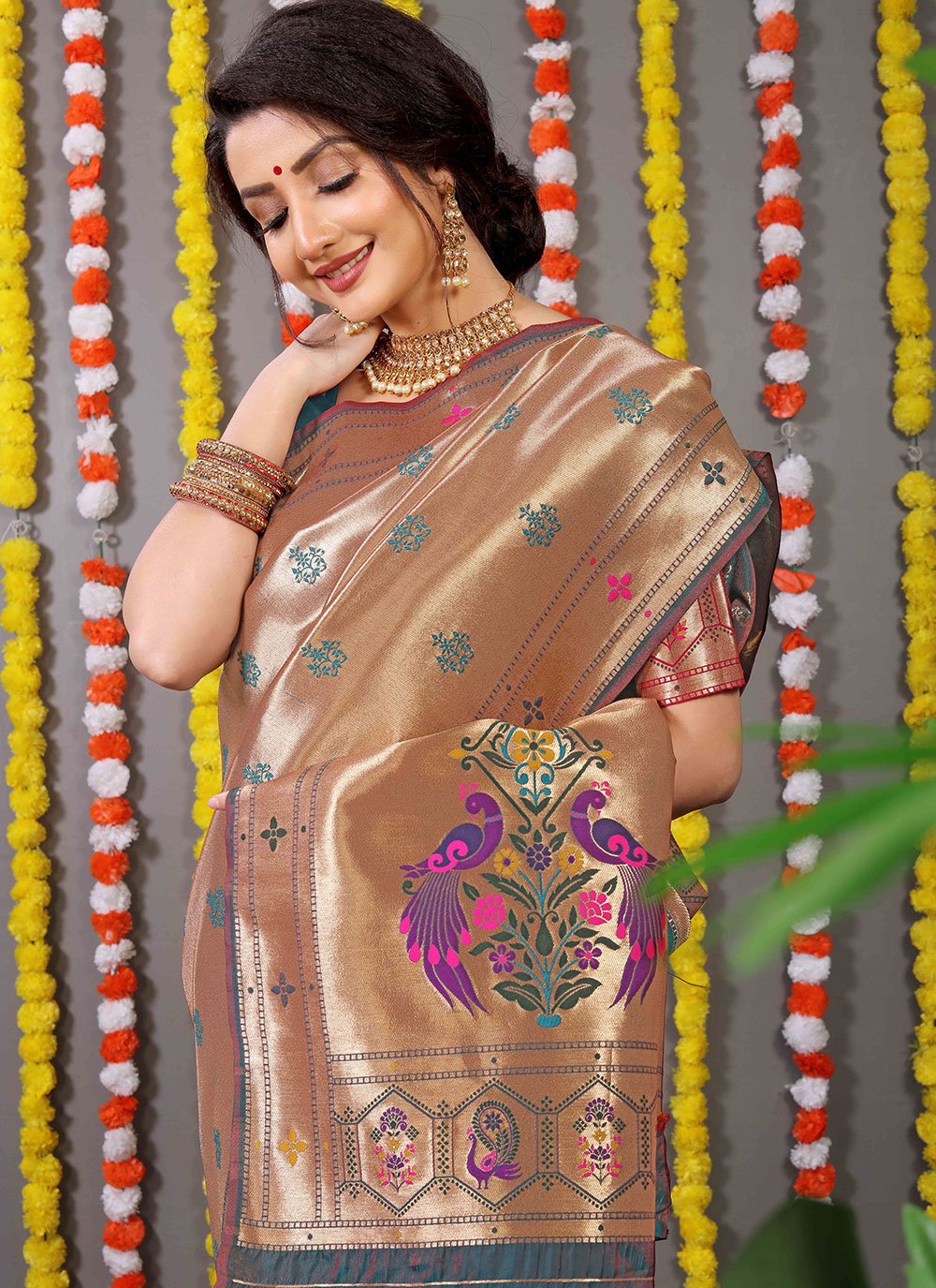 Trendy Saree Banarasi Silk Brown Weaving Saree