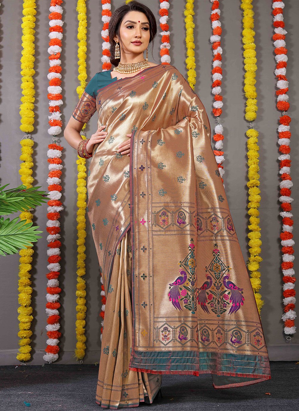 Trendy Saree Banarasi Silk Brown Weaving Saree