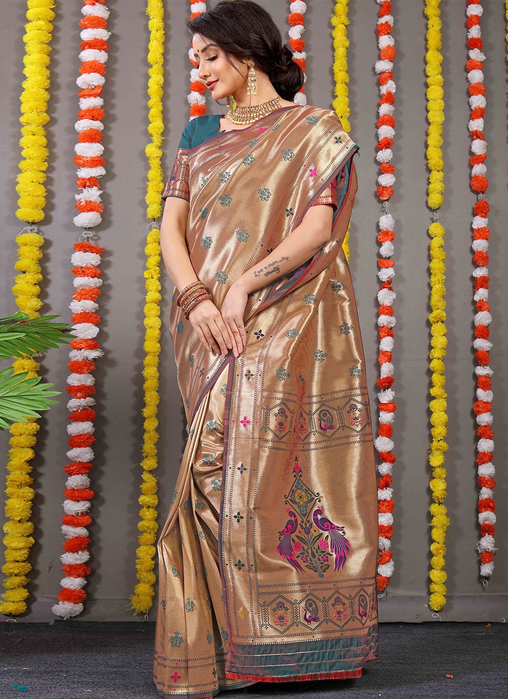 Trendy Saree Banarasi Silk Brown Weaving Saree