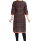 Designer Kurti Blended Cotton Brown Digital Print Kurtis