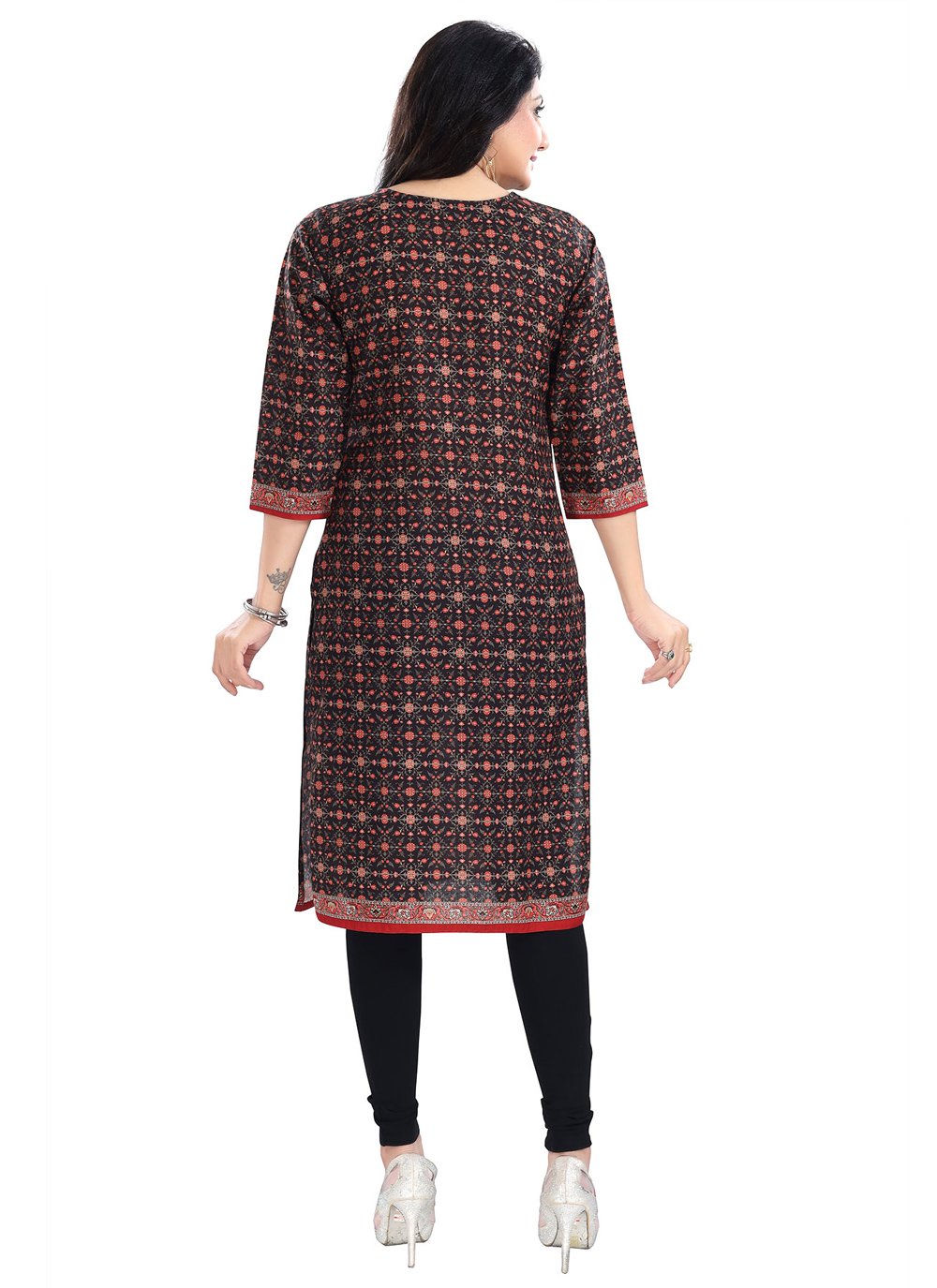 Designer Kurti Blended Cotton Brown Digital Print Kurtis