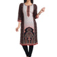 Designer Kurti Blended Cotton Brown Digital Print Kurtis