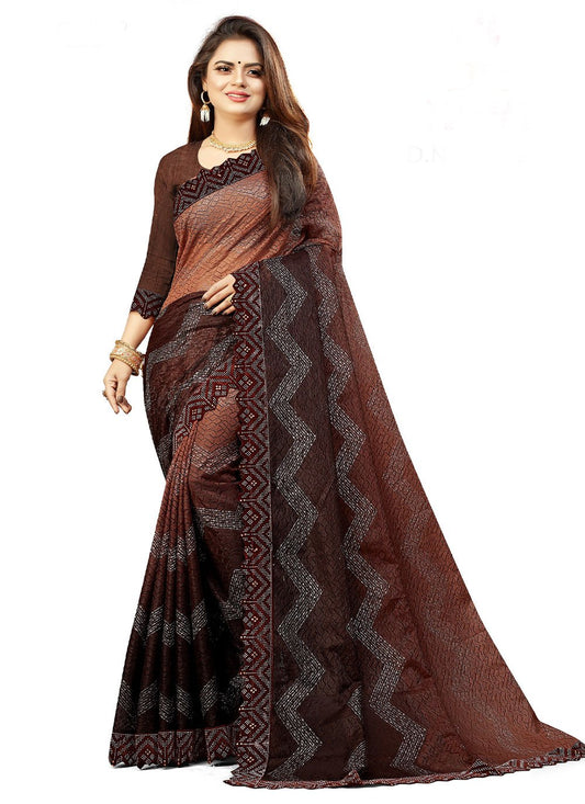 Classic Net Brown Lace Saree