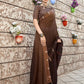 Classic Georgette Viscose Brown Patch Border Saree