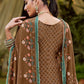 Salwar Suit Pure Crepe Brown Embroidered Salwar Kameez