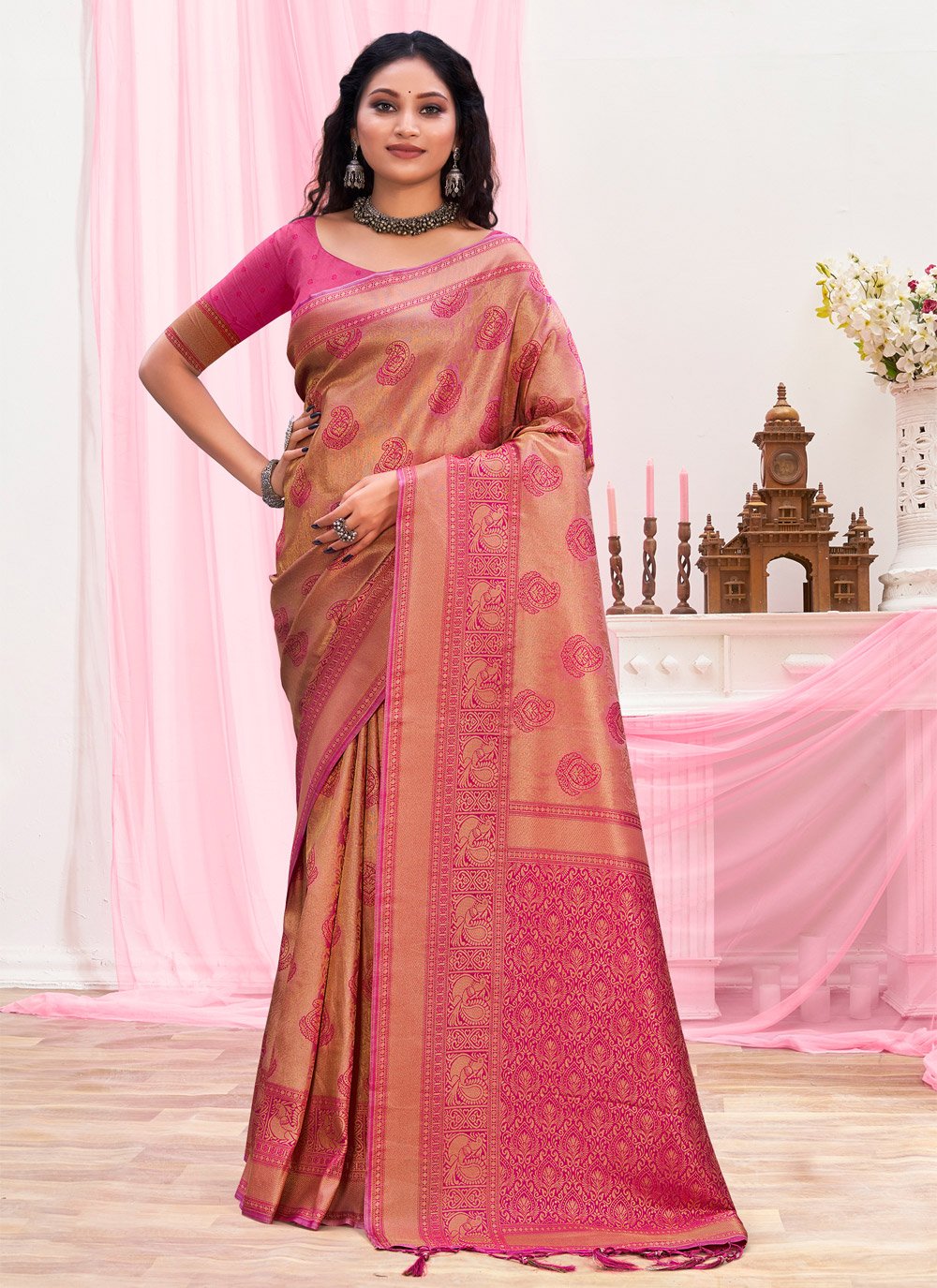 Traditional Saree Silk Brown Weaving Saree