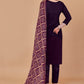 Trendy Suit Banarasi Silk Brown Jacquard Work Salwar Kameez