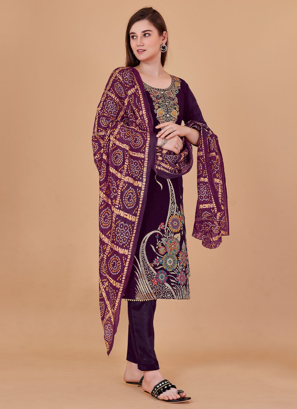 Trendy Suit Banarasi Silk Brown Jacquard Work Salwar Kameez