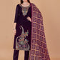 Trendy Suit Banarasi Silk Brown Jacquard Work Salwar Kameez