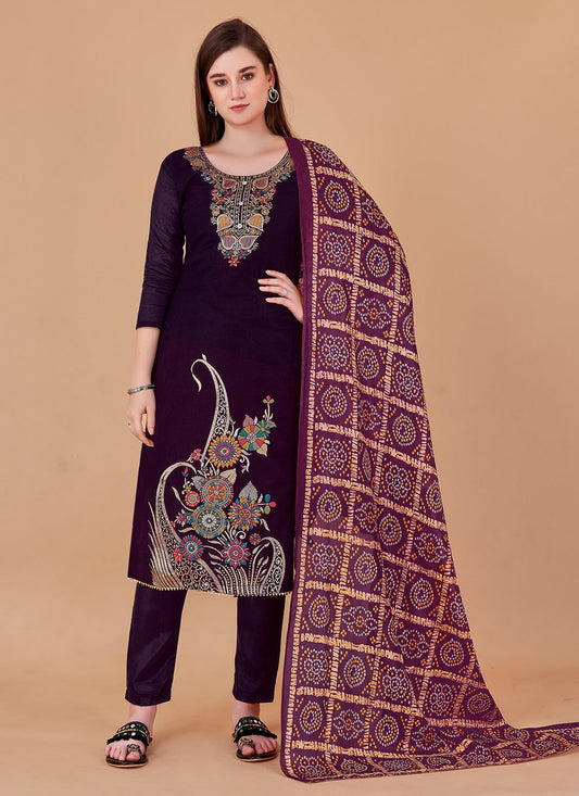 Trendy Suit Banarasi Silk Brown Jacquard Work Salwar Kameez