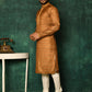 Kurta Pyjama Jacquard Brown Woven Mens