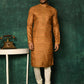 Kurta Pyjama Jacquard Brown Woven Mens