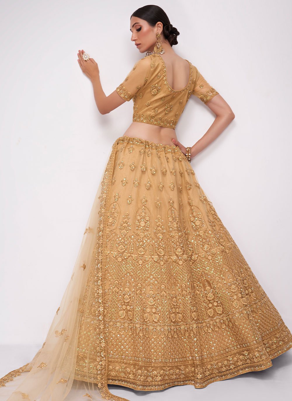 Lehenga Choli Net Brown Cord Work Lehenga Choli