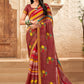Contemporary Chiffon Brown Fancy Work Saree