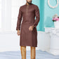 Kurta Pyjama Cotton Brown Plain Mens