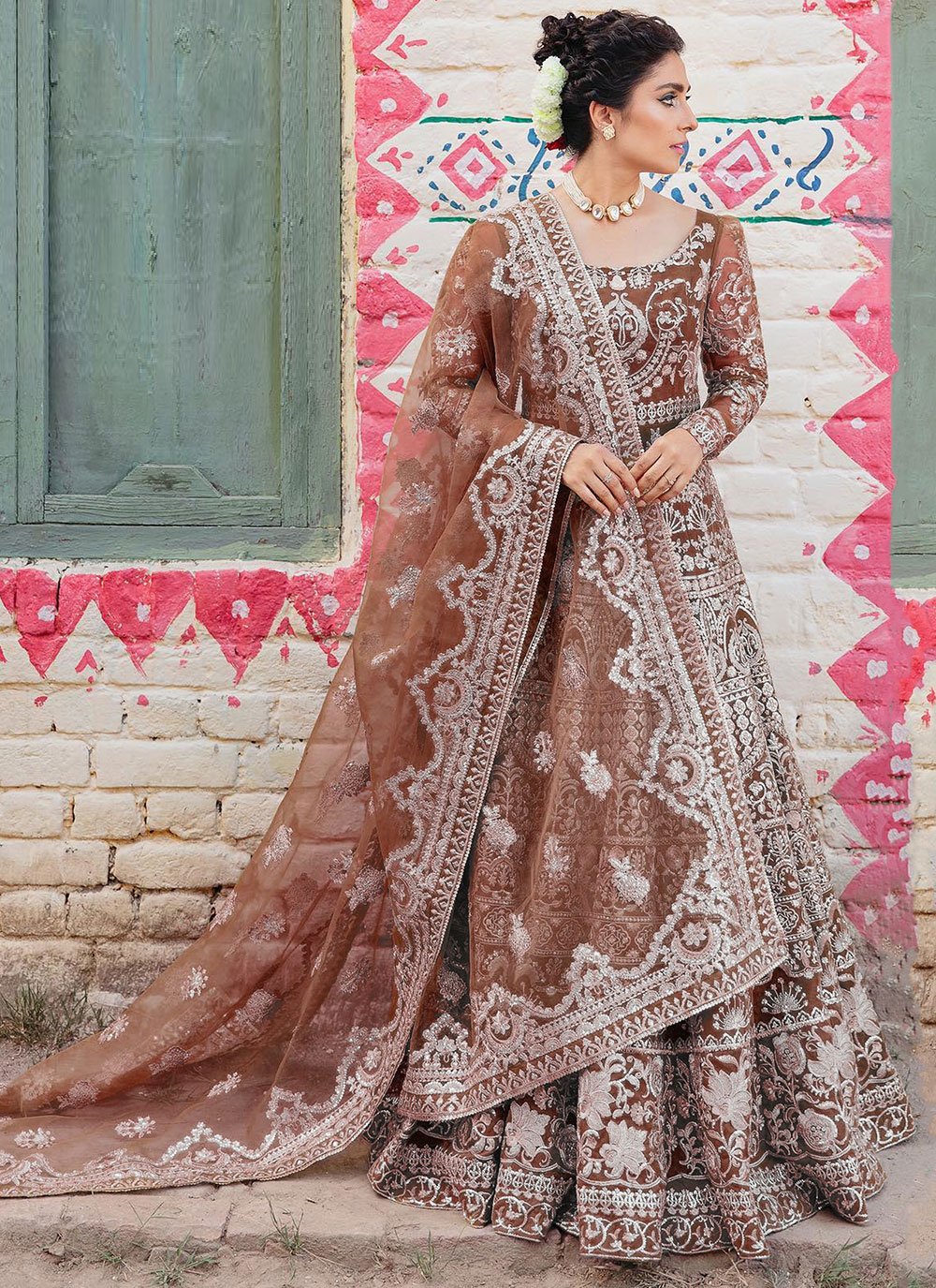 Gown Net Brown Diamond Gown