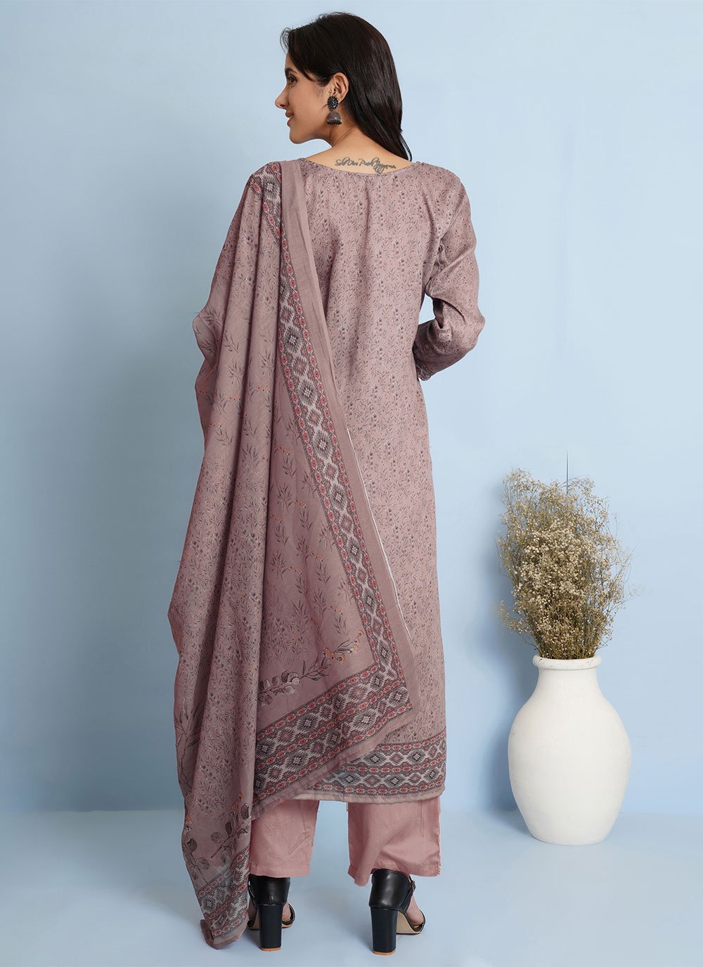 Salwar Suit Cotton Brown Digital Print Salwar Kameez