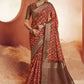 Designer Crepe Silk Brown Digital Print Saree