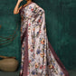 Designer Satin Brown Digital Print Saree