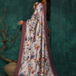 Designer Satin Brown Digital Print Saree