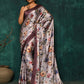 Designer Satin Brown Digital Print Saree