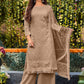 Salwar Suit Cotton Faux Georgette Brown Embroidered Salwar Kameez