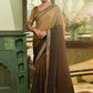 Classic Chinon Crush Brown Embroidered Saree