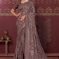 Trendy Saree Silk Blend Brown Embroidered Saree
