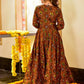 Designer Gown Cotton Silk Brown Digital Print Gown