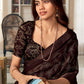 Designer Fancy Fabric Brown Foil Print Saree