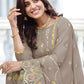 Palazzo Salwar Suit Faux Georgette Brown Embroidered Salwar Kameez