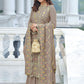 Palazzo Salwar Suit Faux Georgette Brown Embroidered Salwar Kameez