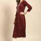 Casual Kurti Poly Rayon Brown Embroidered Kurtis