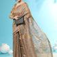 Contemporary Handloom Silk Brown Woven Saree
