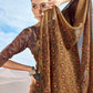 Classic Foil Georgette Brown Patch Border Saree