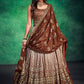 Designer Gown Georgette Brown Sequins Gown