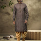 Dhoti Kurta Handloom Cotton Brown Digital Print Mens