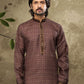 Kurta Pyjama Handloom Cotton Brown Digital Print Mens