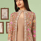 Jacket Style Suit Georgette Brown Embroidered Salwar Kameez