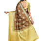 Contemporary Kanjivaram Silk Brown Zari Saree